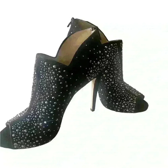 INC Black Suede Peep Toe Shoe/Bootie - Picture 1 of 7